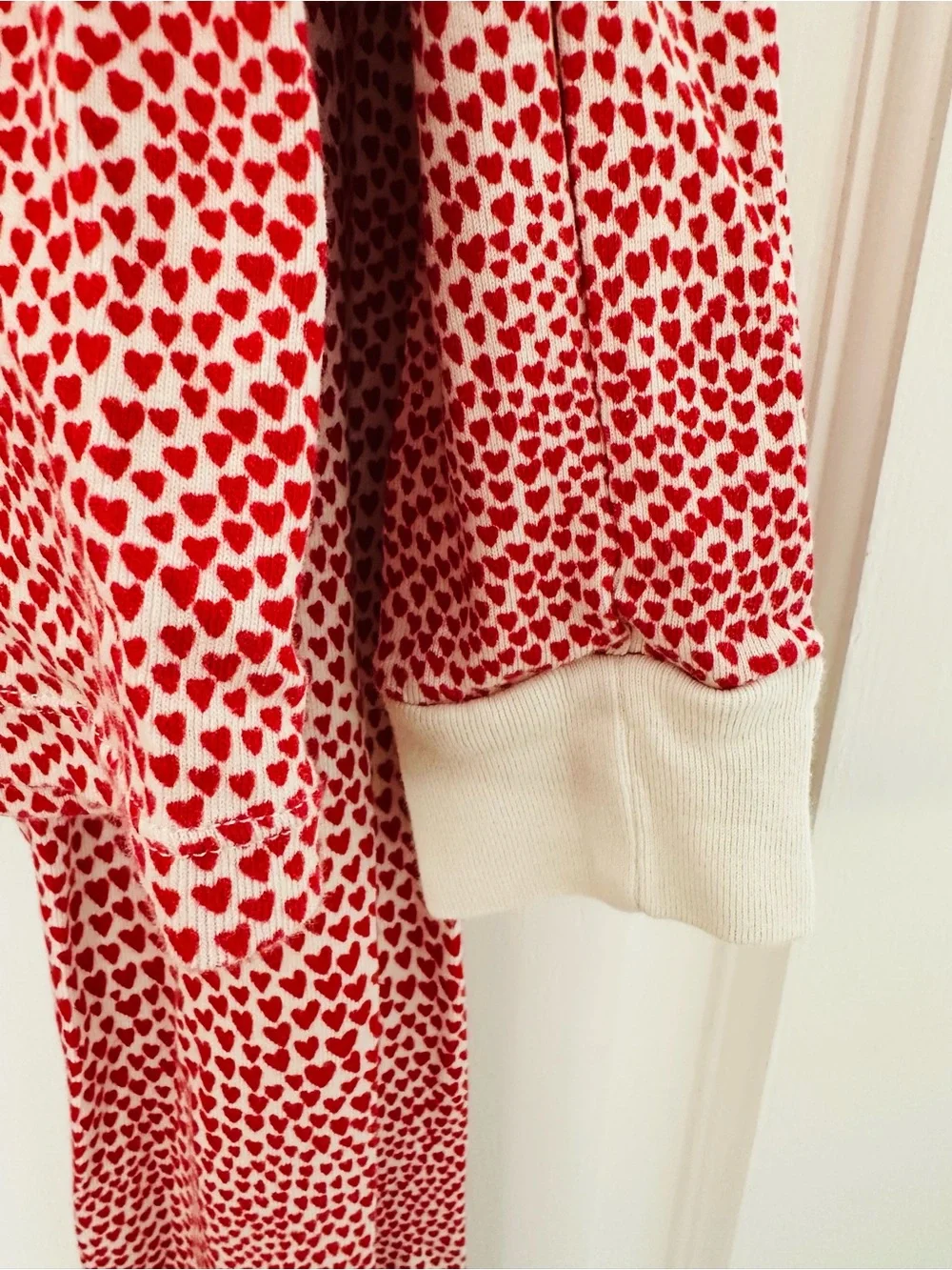 J Crew Crewcuts Long Sleeve & Pants Pajama Set w Red Hearts Valentines Sz 10